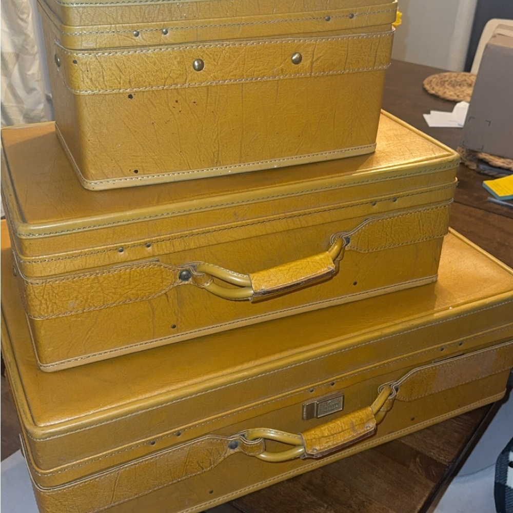 Hartmann Vintage Yellow Travel Bag Set